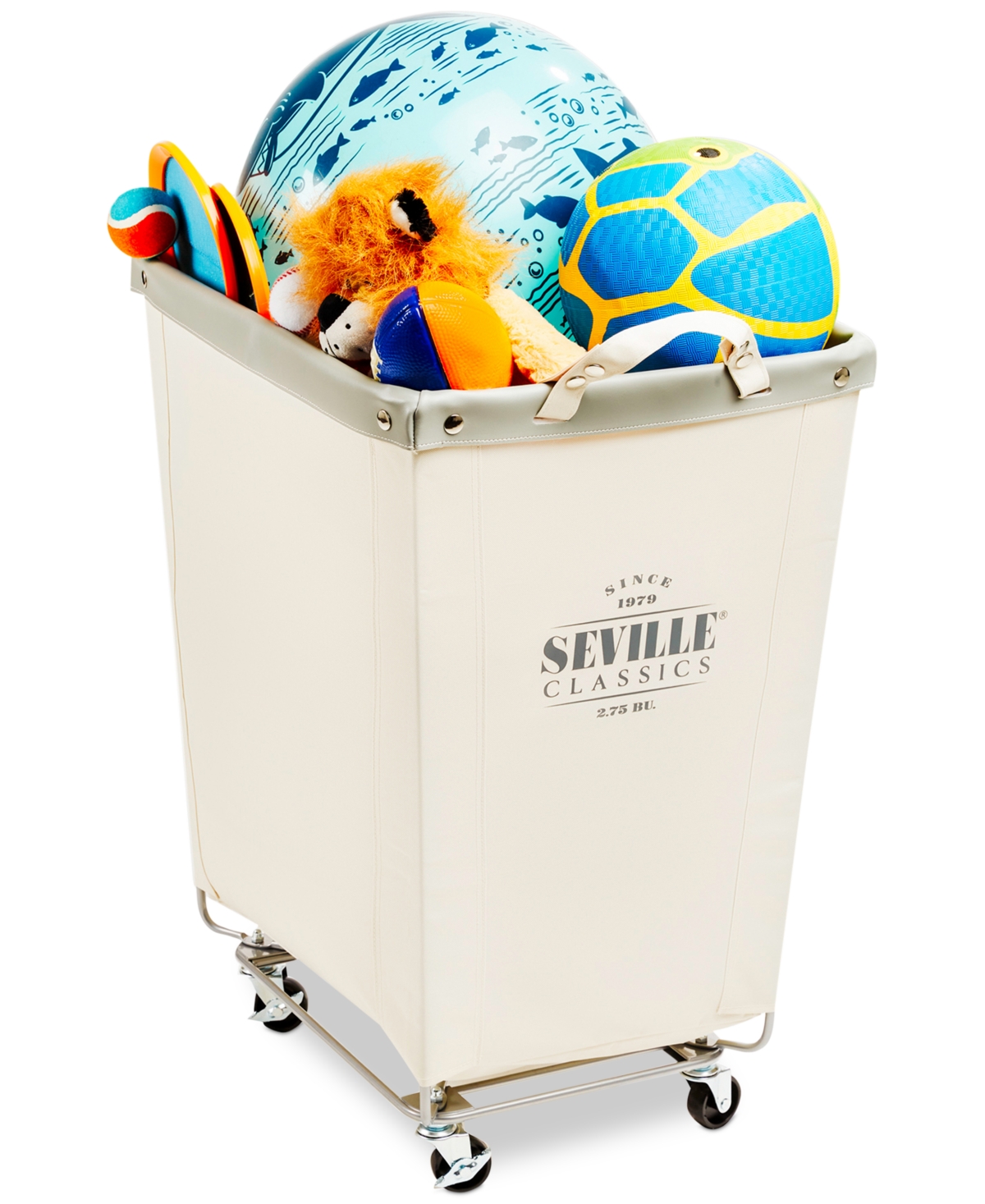 SEVILLE CLASSICS COMMERCIAL GRADE HEAVY-DUTY EXTRA-LARGE CANVAS WHEELED LAUNDRY HAMPER 