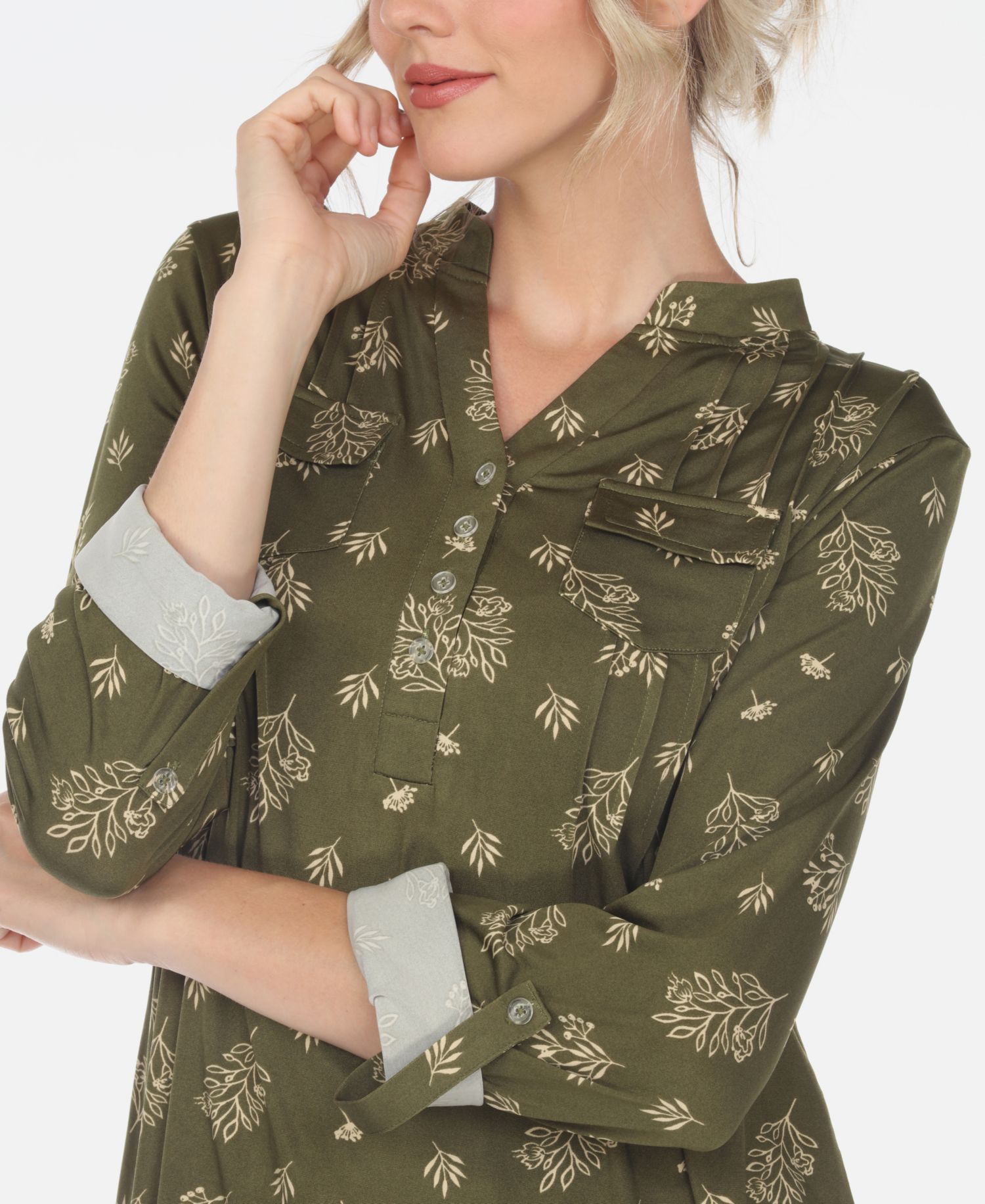 Plus Size Pleated Long Sleeve Top