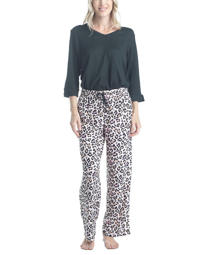 MUK LUKS Women's 3/4 Sleeve Top & Boot-Cut Pajama Pants Set - Macy's