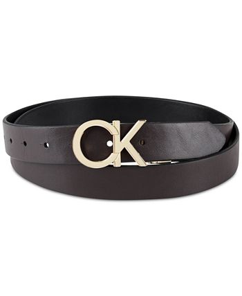 CALVIN KLEIN JEANS - Women's leather belt with monogram plaquette -  K60K610593BDS - Black