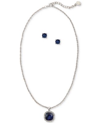Charter Club - Cushion-Cut Crystal Pendant Necklace & Stud Earrings Set