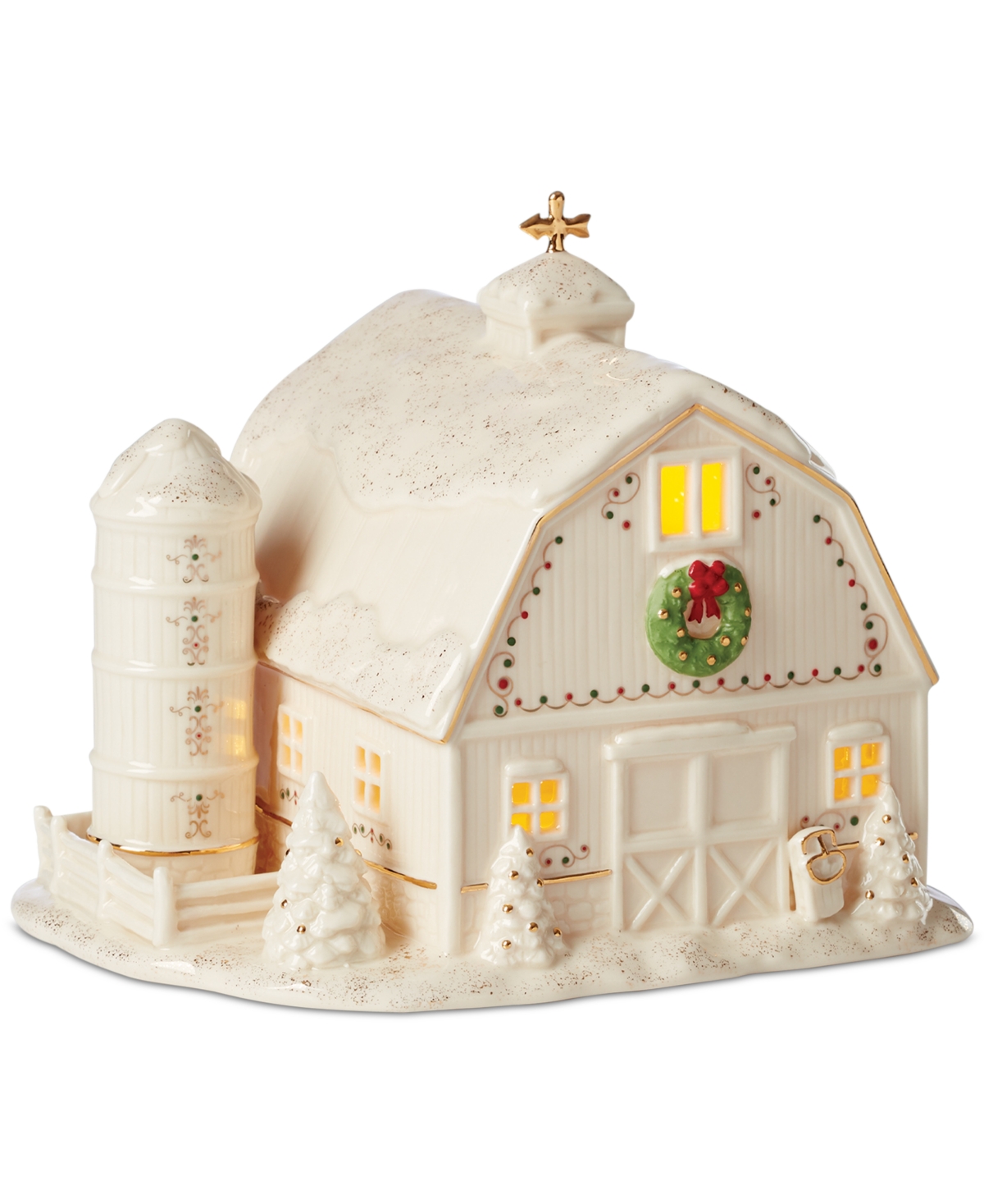 Lenox Mistletoe Park Light-Up Barn, Exclusively at Macy's - Multi And Ivory