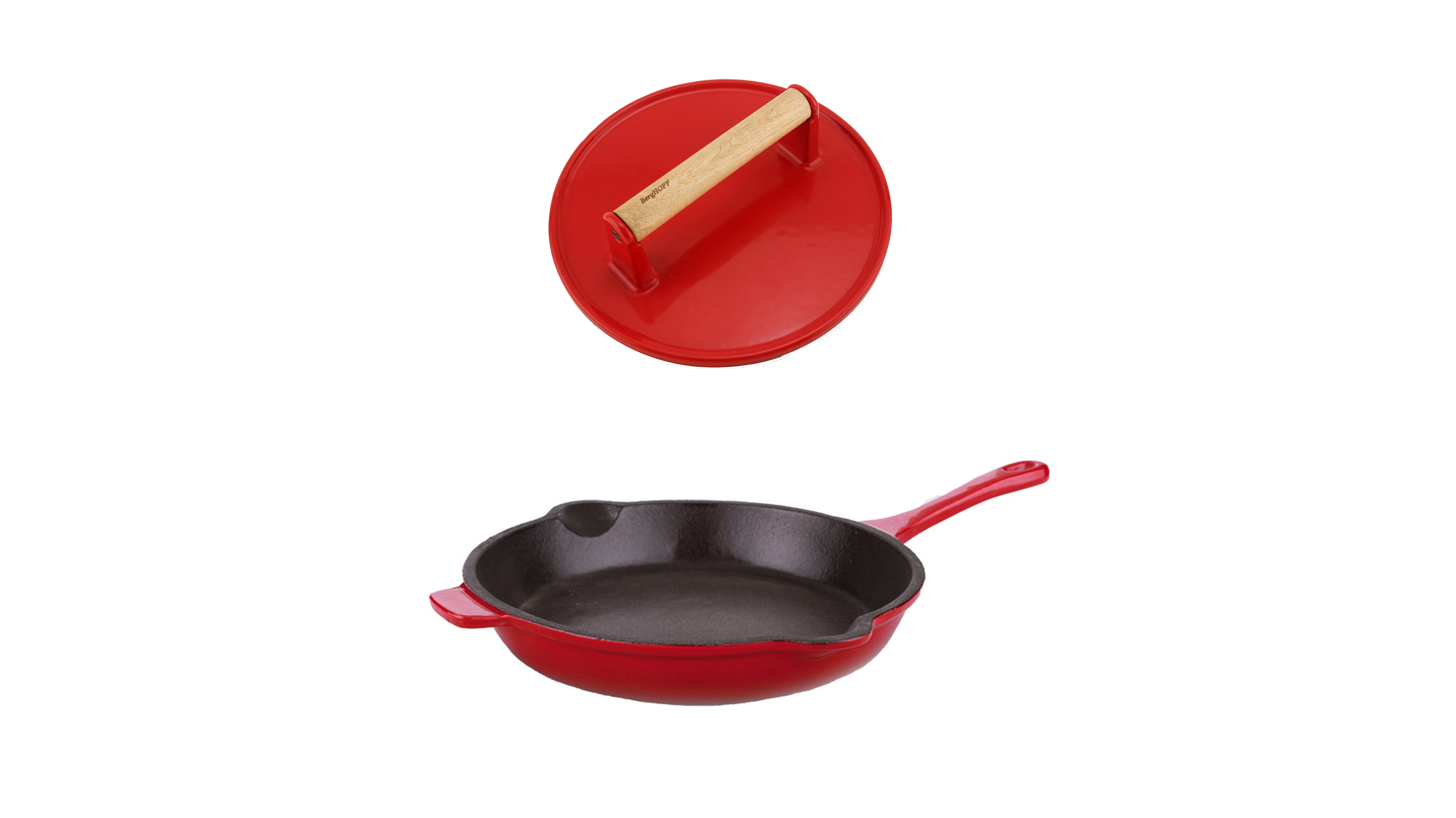 BergHOFF Neo 2pc Cast Iron 10" Fry Pan with Steak Press