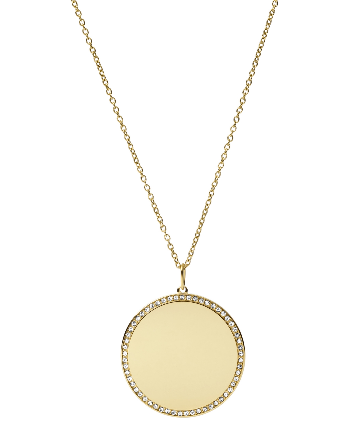 Fossil Lane Stainless Steel Pendant Necklace In Gold-tone