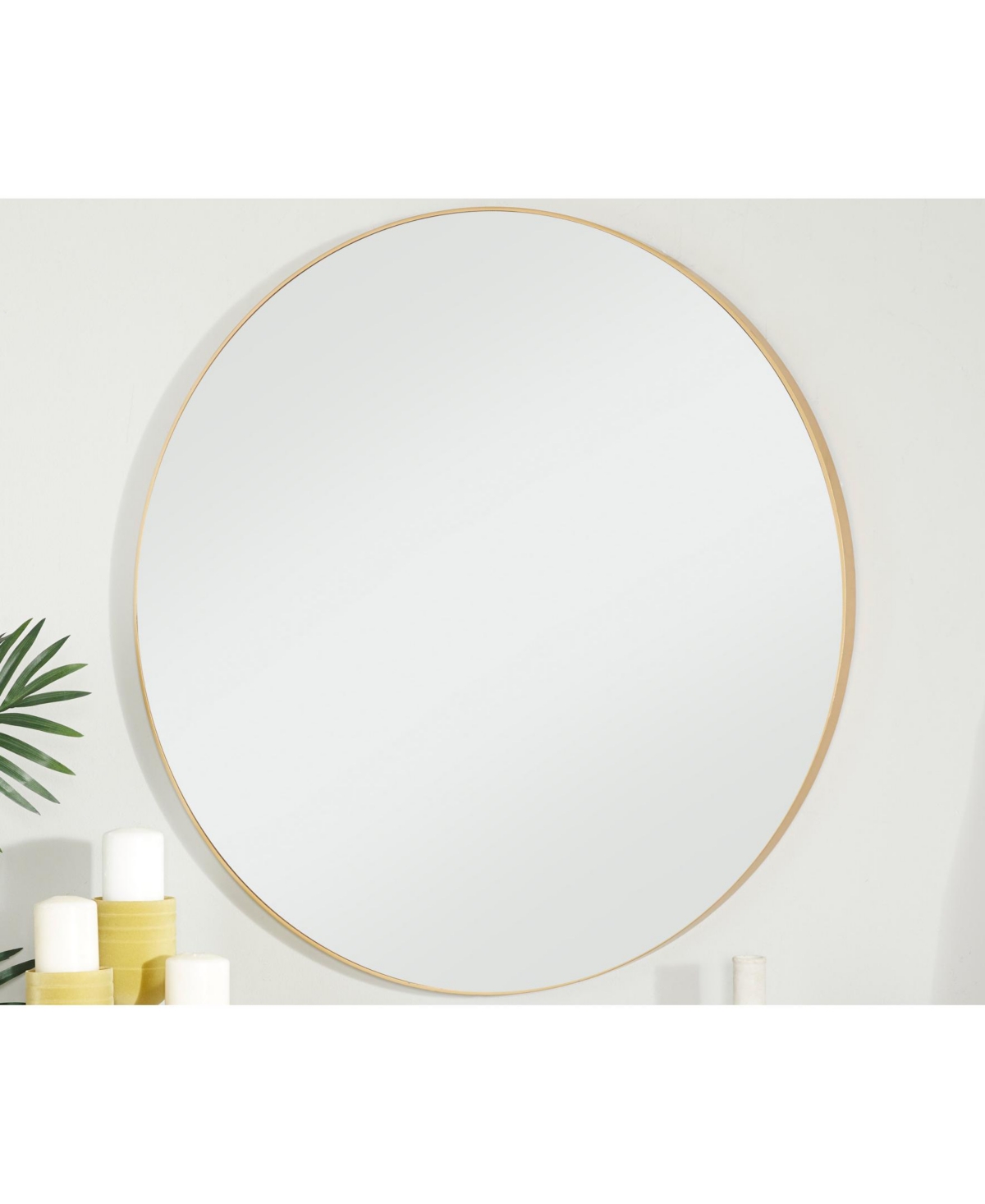 Wood Contemporary Wall Mirror - Gold-Tone 36 x 36