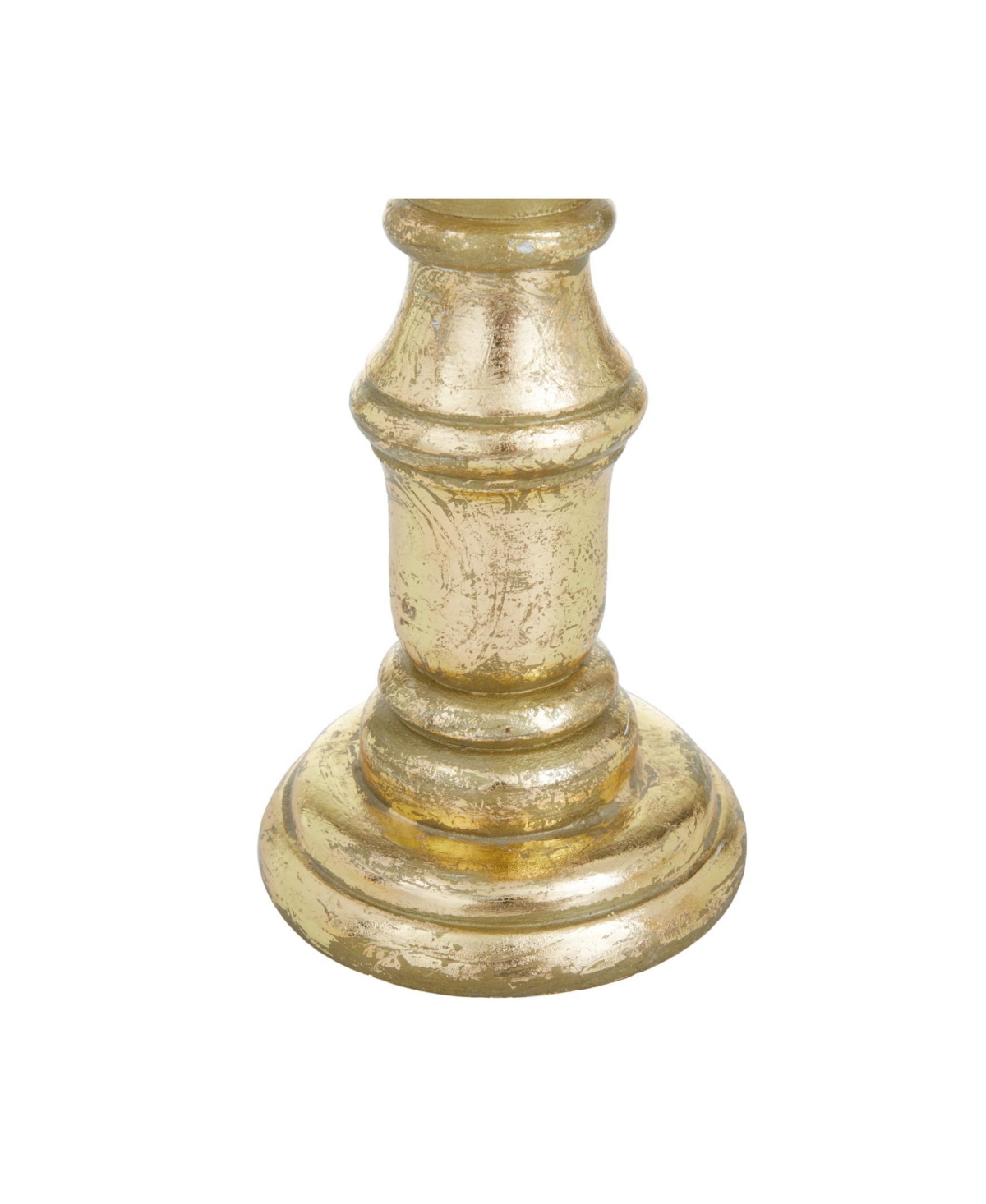 Wood Traditional Candle Holder, Set of 3 - Gold-Tone