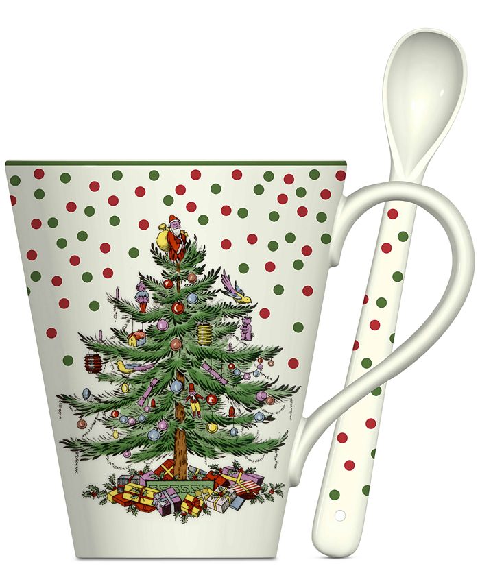 Spode Christmas Tree 2023 Annual 4pc Mug and Spoon Set