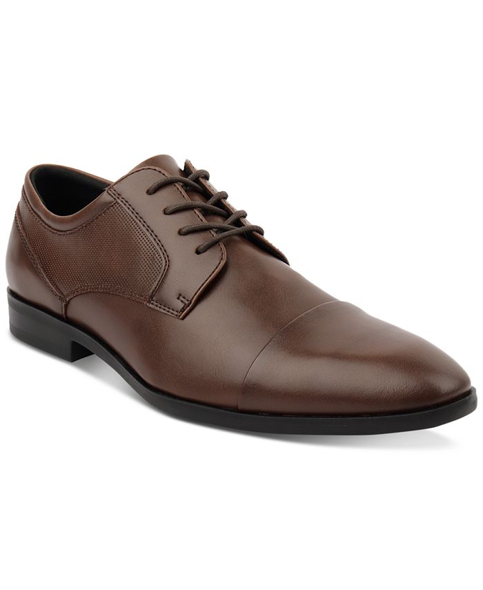 Alfani Men's Faux-Leather Lace-Up Cap-Toe Dress Shoes, Created for Macy's - Brown - Size 8.5