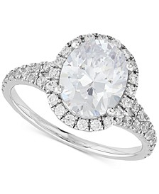 IGI Certified Lab Grown Diamond Oval Halo Engagement Ring (3 ct. t.w.) in 14k White Gold