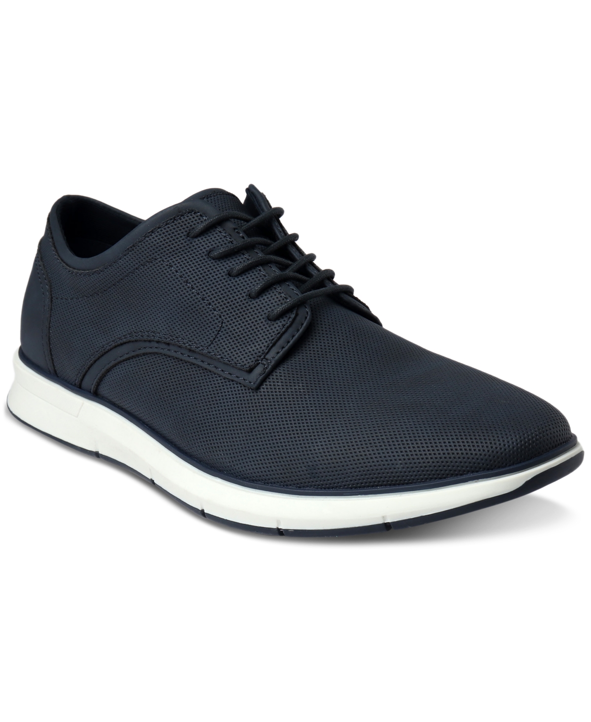 Men's Dalton Textured Faux-Leather Lace-Up Sneakers, Created for Macy's - Blue