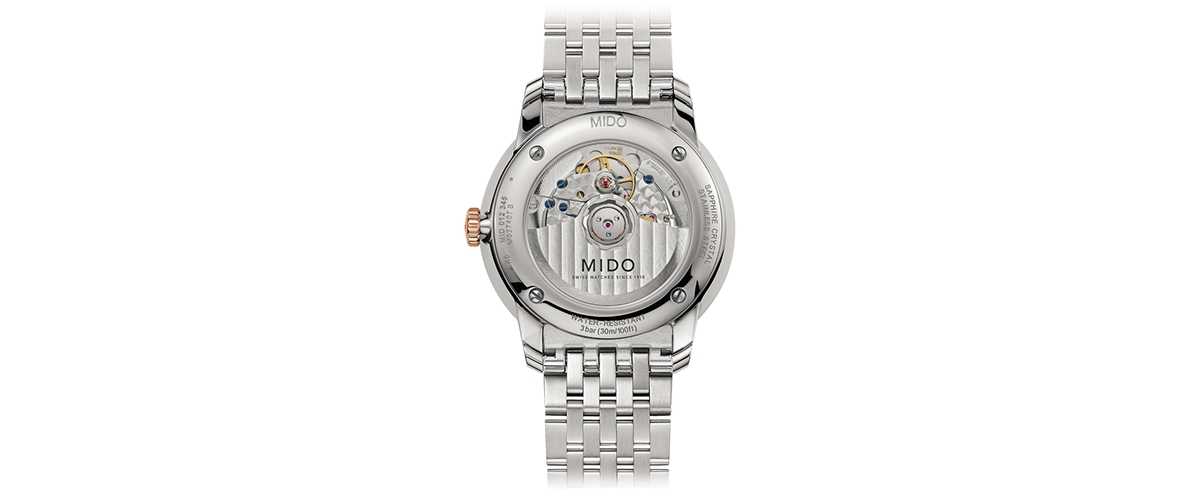 Shop Mido Men's Swiss Automatic Baroncelli Smiling Moon Two Tone Stainless Steel Bracelet Watch 39mm In White