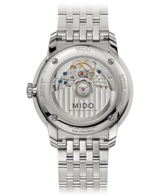 Men's Swiss Automatic Baroncelli Smiling Moon Stainless Steel Bracelet Watch 39mm