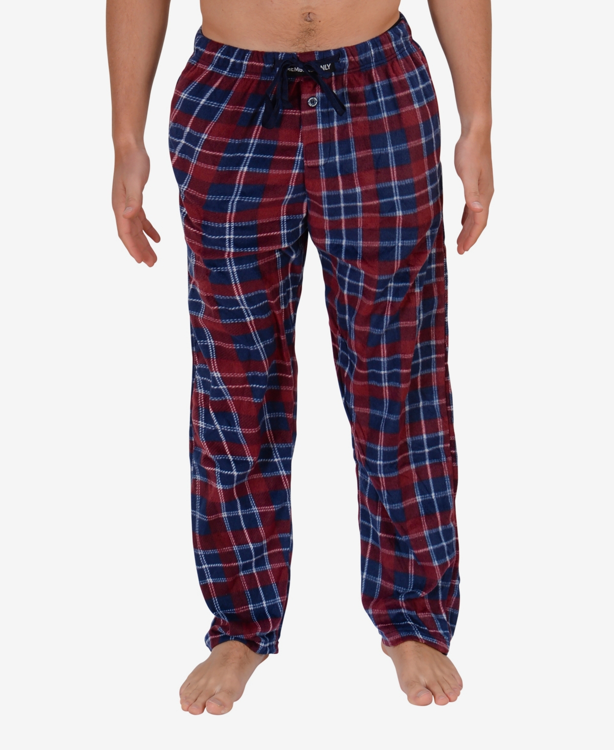Shop Members Only Minky Fleece Pant With Draw String In Red,blue Plaid