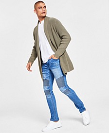 I.N.C. International Concepts® Men's Ribbed-Knit Long Shawl-Collar Cardigan, Split-Neck T-Shirt & Skinny-Fit Moto Jeans, Created for Macy's   
