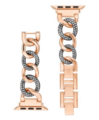 Women's Black and Rose Gold-Tone Chain Link Bracelet with Premium Crystals designed for Apple Watch&reg; 42mm (Series 10) & 38/40/41mm 