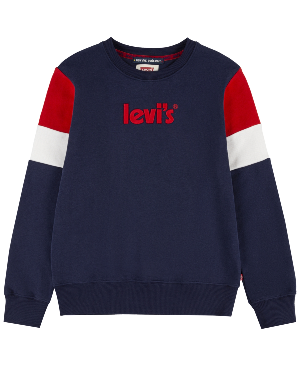 Levi's Kids' Big Boys Color Blocked Crewneck Sweatshirt In Naval Academy