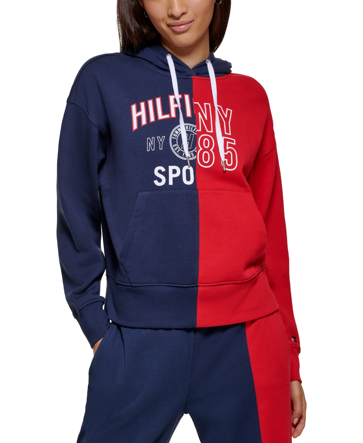 Tommy Hilfiger Sport Women's Active color blocked with split graphic hoodie XS