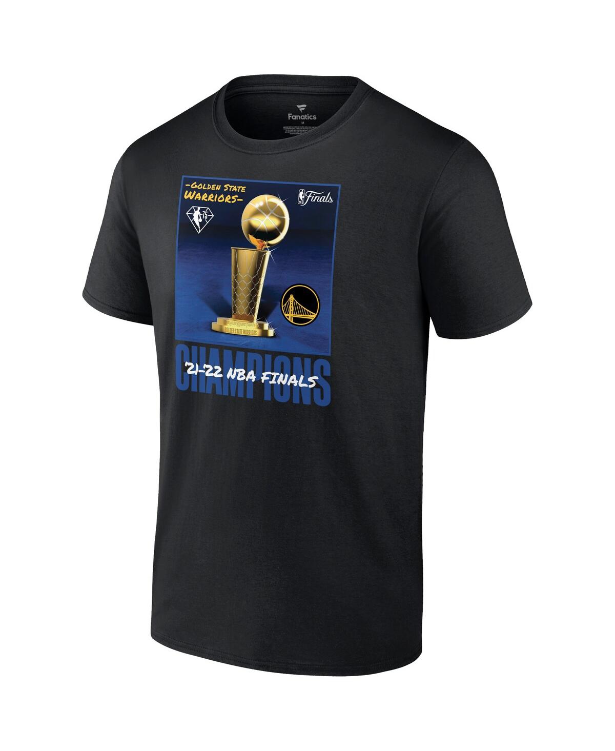 Men's FanaticsGolden State Warriors 2022 Nba Finals Champions 75th Anniversary Jumper Trophy T-shirt - Black