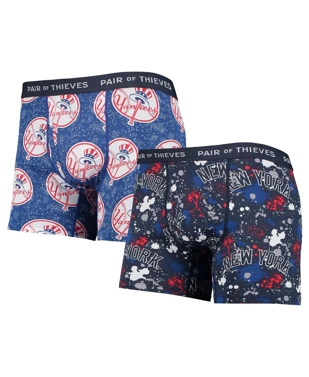 Shop Pair Of Thieves Men's  Navy, Blue New York Yankees Super Fit 2-pack Boxer Briefs Set In Navy,blue