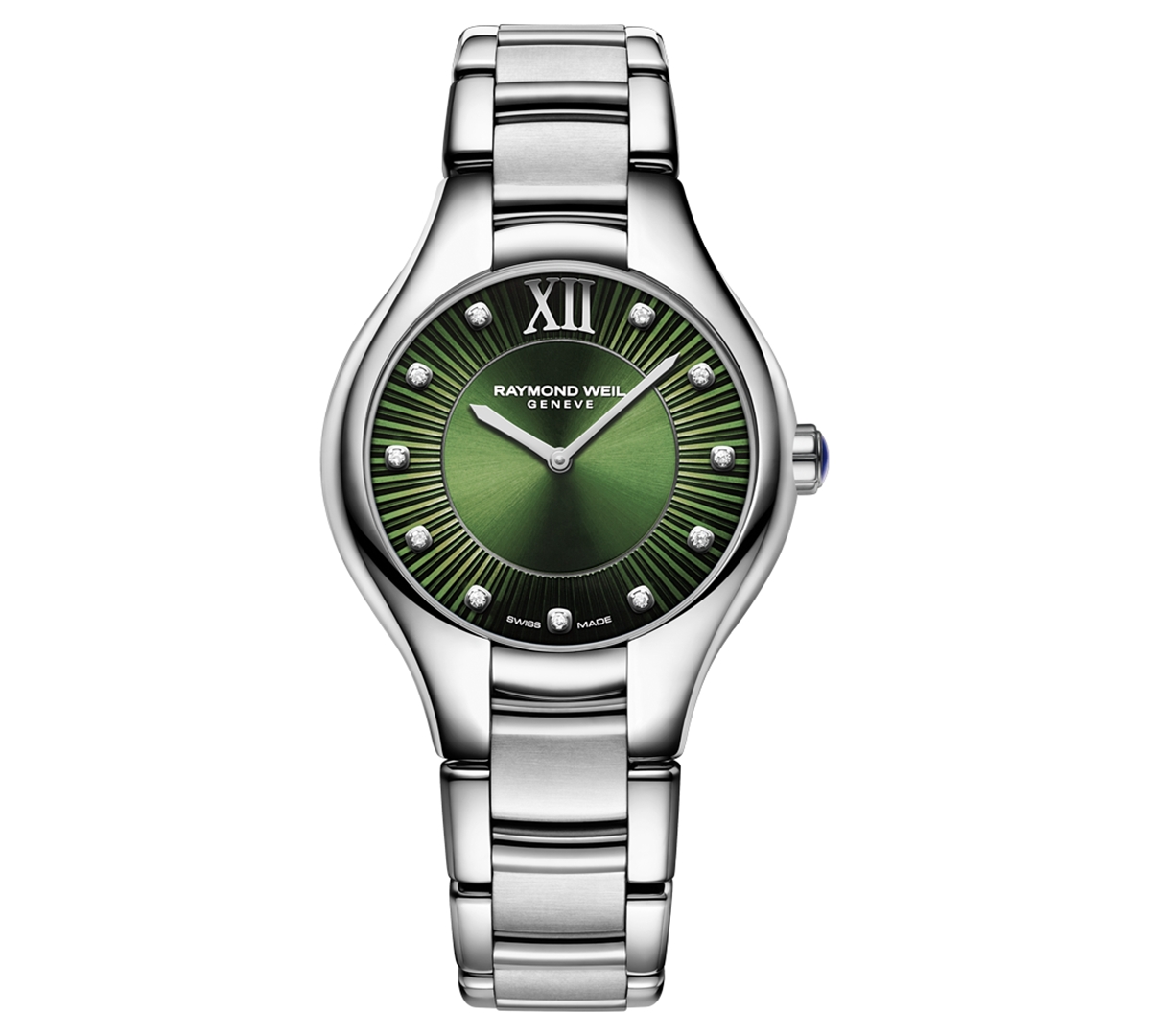 Raymond Weil Women's Swiss Noemia Diamond (1/2 Ct. T.w.) Stainless Steel Bracelet Watch 32mm In Green