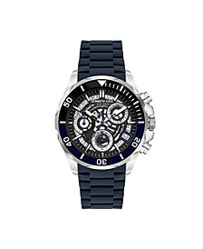 Men's Chronograph Blue Silicone Strap Watch 43mm