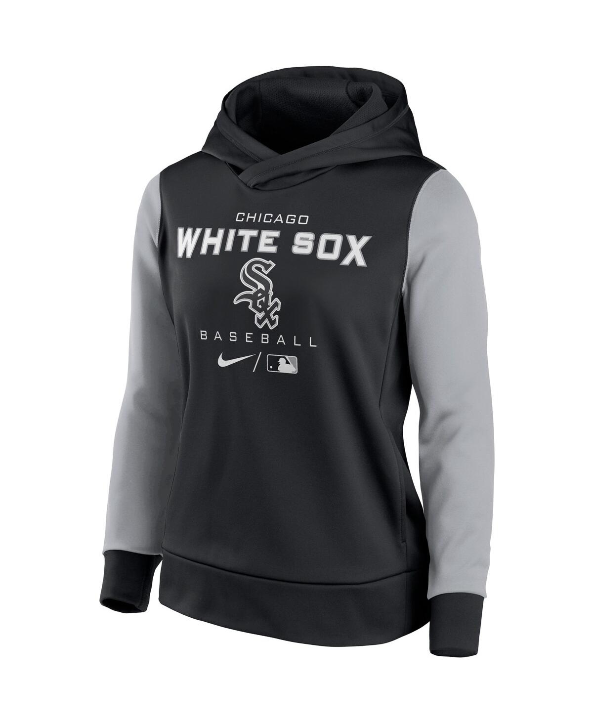 Nike Women's  Black And Gray Chicago White Sox Authentic Collection Pullover Hoodie In Black,gray