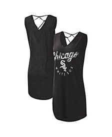 Women's Black Chicago White Sox Game Time Slub Beach V-Neck Cover-Up Dress
