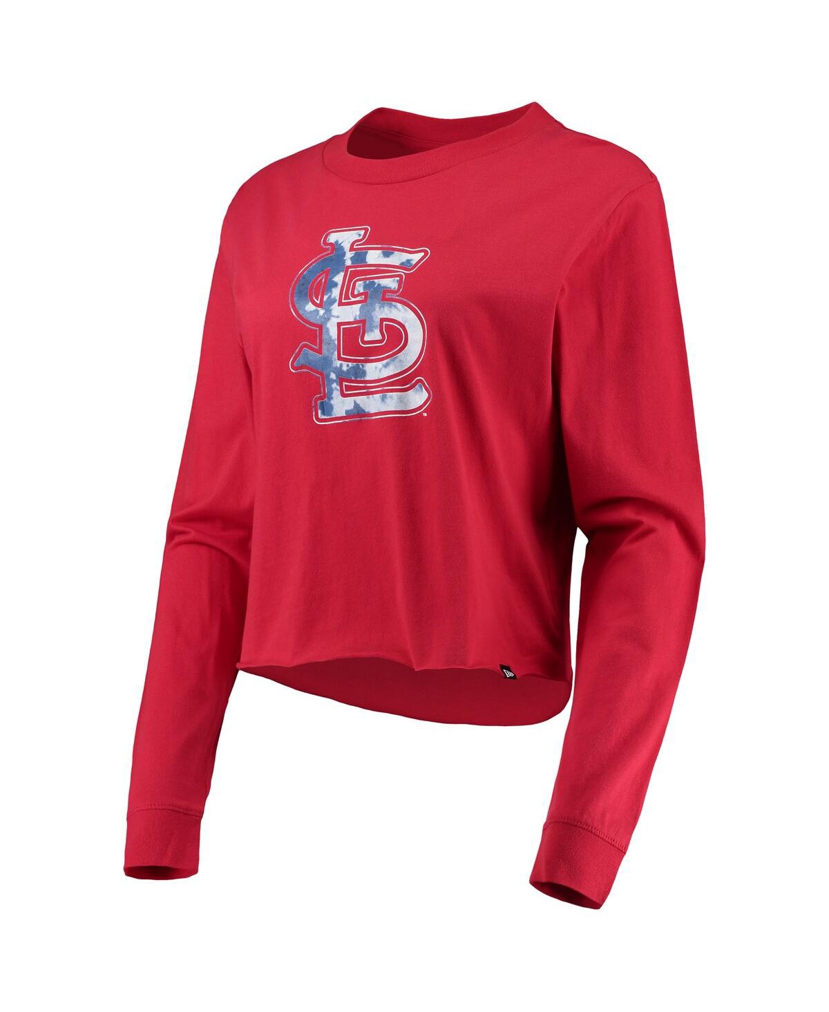NEW ERA WOMEN'S NEW ERA RED ST. LOUIS CARDINALS BABY JERSEY CROPPED LONG SLEEVE T-SHIRT 