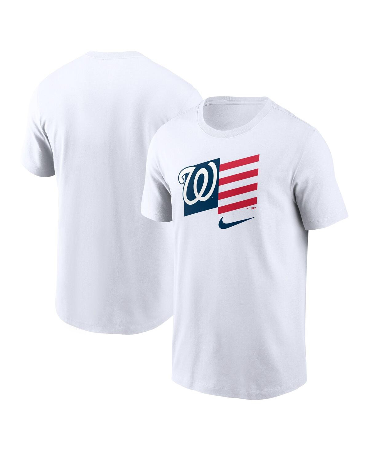 Shop Nike Men's  White Washington Nationals Americana Flag T-shirt