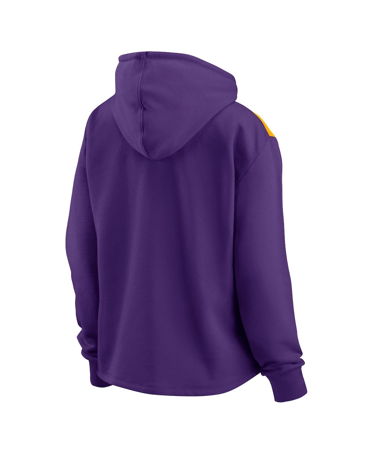 Shop Fanatics Women's  Purple Los Angeles Lakers Overslide Quarter-zip Fleece Hoodie