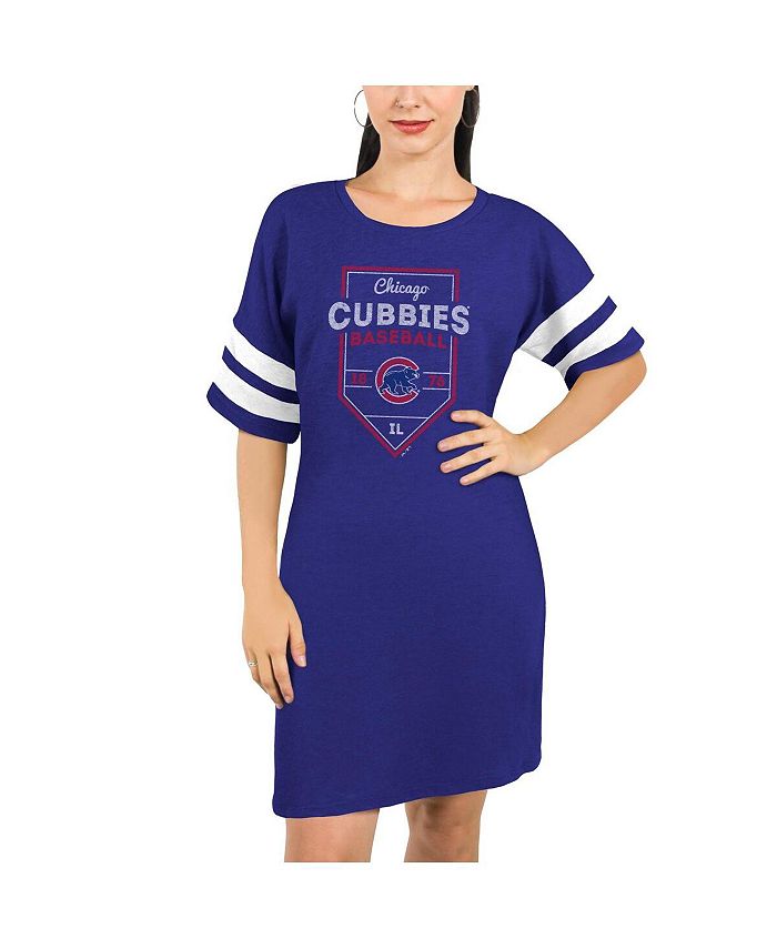 Majestic Chicago Cubs Women's Tri-Blend Short Sleeve T-shirt Dress - Royal  - Macy's