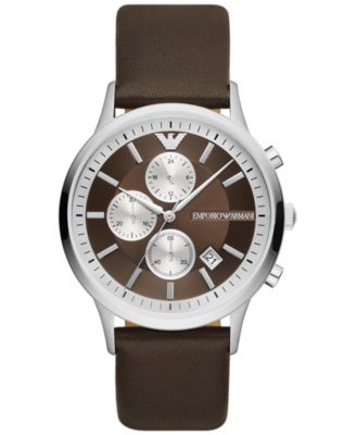 Emporio Armani - Men's Chronograph Brown Leather Strap Watch 43mm