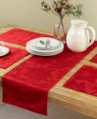 Poinsettia Palace Jacquard Table Runner, 16" x 80"