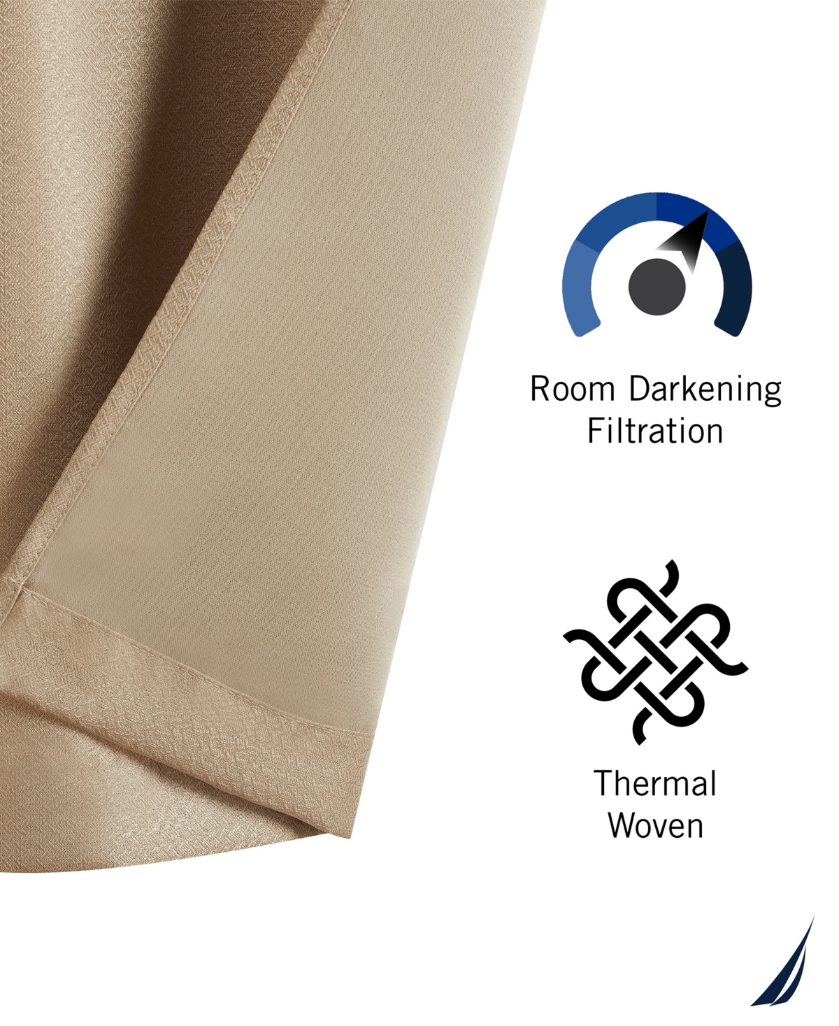 Nautica Milton Thermal Woven Room Darkening Grommet Window Curtain Panel Set,