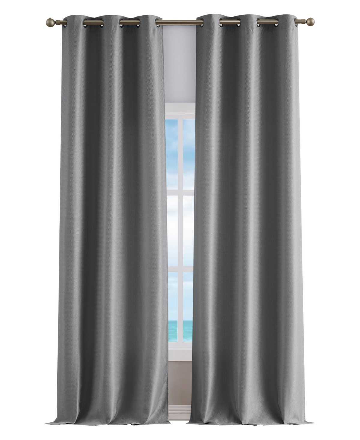 Milton Thermal Woven Room Darkening Grommet Window Curtain Panel Set, 38" x 108" - Dusty Blue