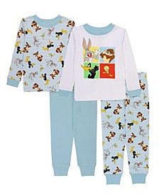 Toddler Boys Looney Tunes Pajamas, 4 Piece Set