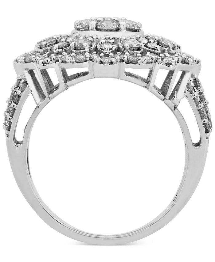 Macy's Diamond Flower Cluster Ring (2 ct. t.w.) in 10k White Gold Macy's