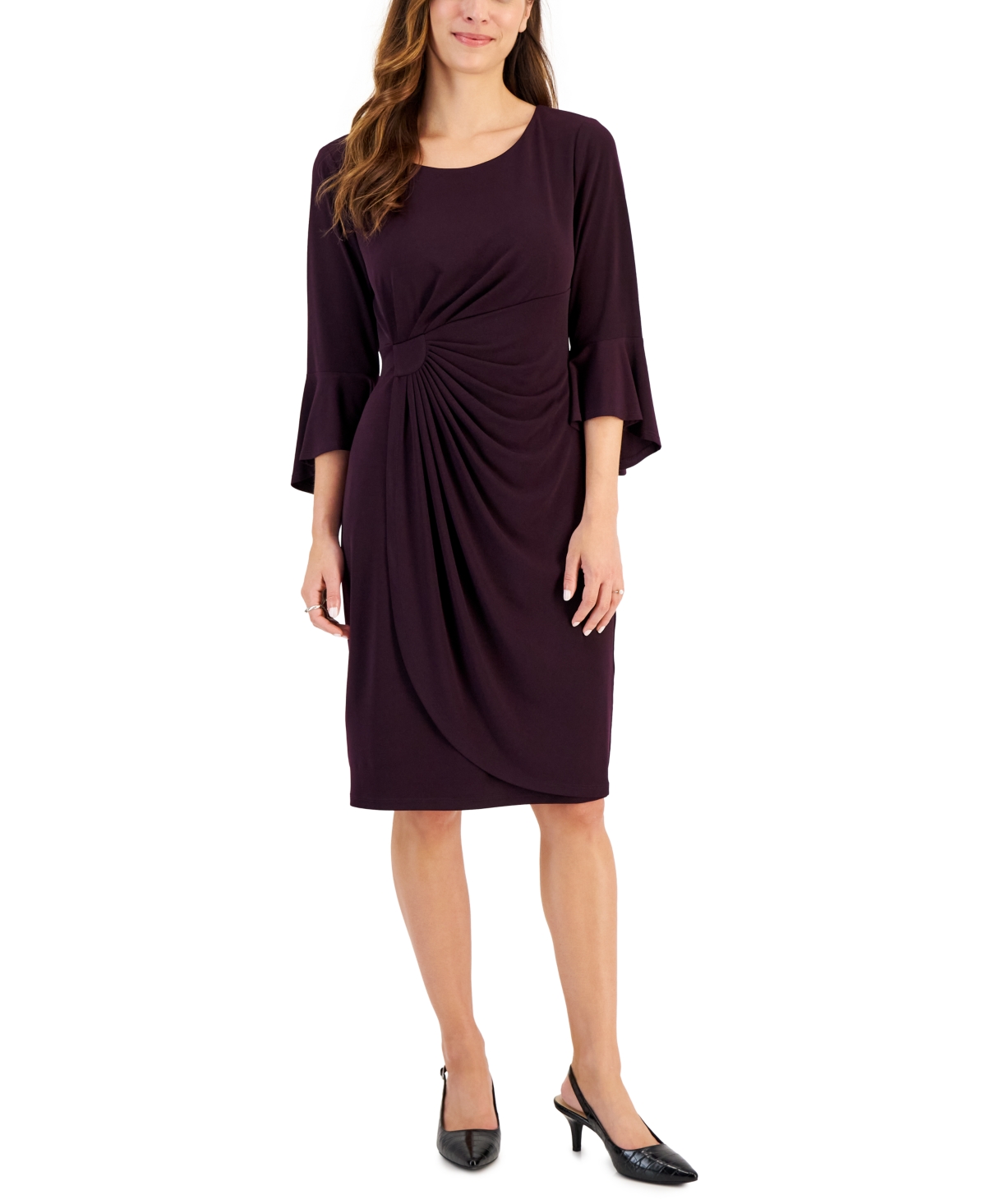 Petite Side-Tab Sheath Dress - Aubergine