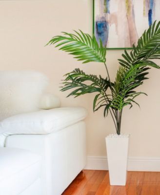 4.5' Kentia Palm Artificial Tree in White Tower Planter
