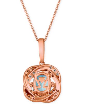 Blue Topaz (1-7/8 ct. t.w.) & Diamond (3/8 ct. t.w.) 20" Pendant Necklace in 14k Rose Gold