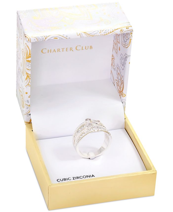 Charter Club SilverTone Mixed Crystal TripleRow Ring, Created for Macy's Macy's
