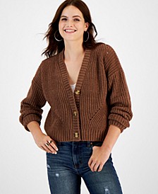 Juniors' Chenille Buttoned Cardigan Sweater 