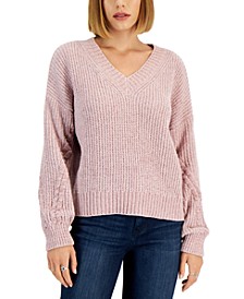 Juniors' Chenille Cable-Knit Sweater 