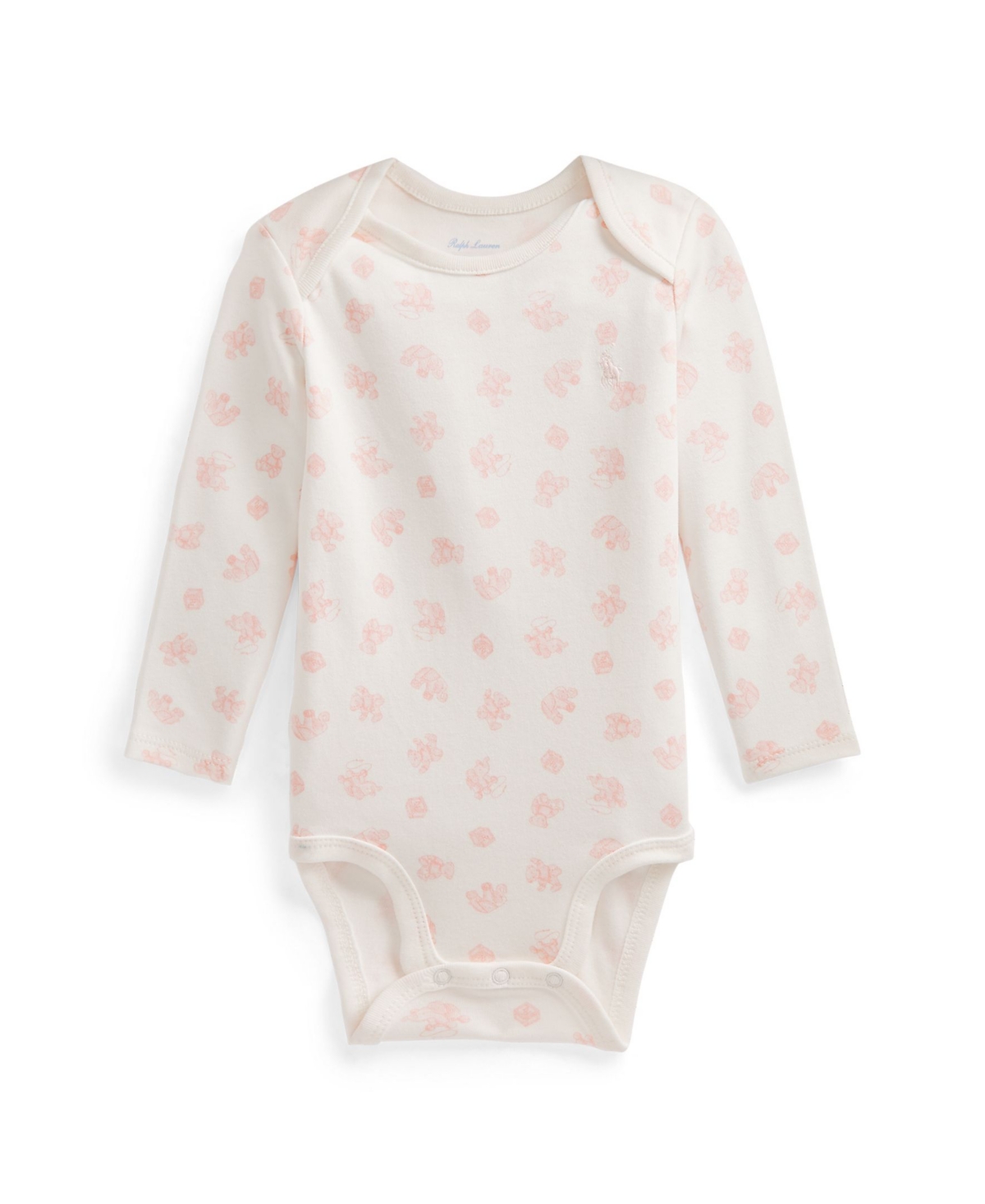 Polo Ralph Lauren Baby Girls Bear-print Organic Cotton Bodysuit In Pink Multi