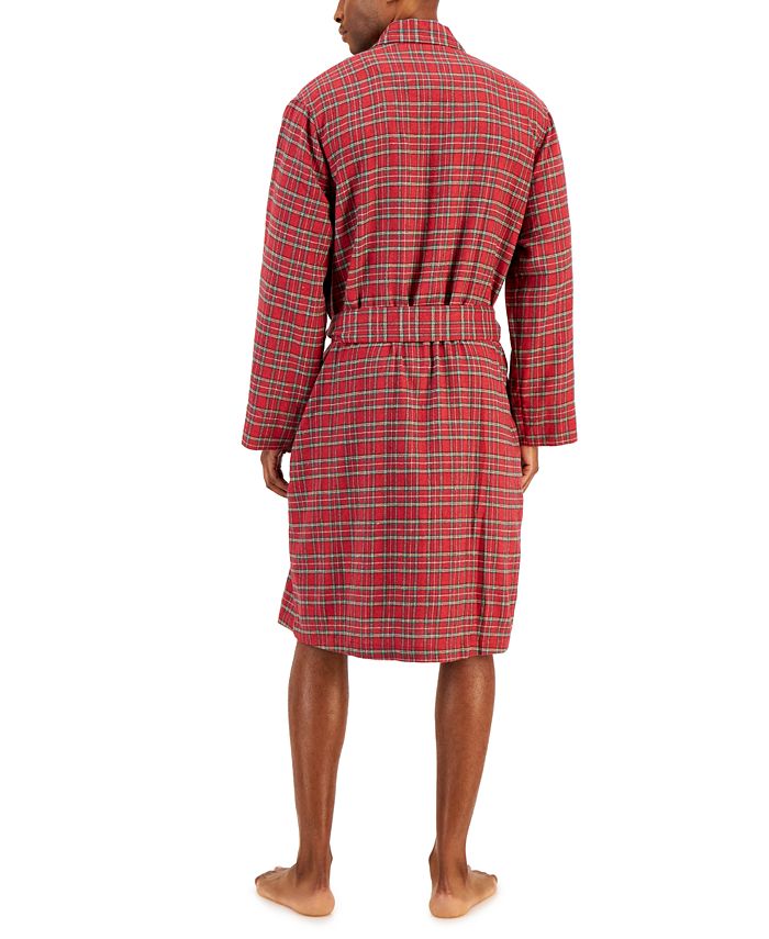 Club Room Men's Plaid Plush Flannel Robe, Created for Macy's Macy's