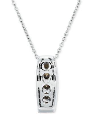 Chocolate Diamond (1/2 ct. t.w.) & Nude Diamond (1/4 ct. t.w.) Vertical Halo 18" Pendant Necklace in 14k White Gold