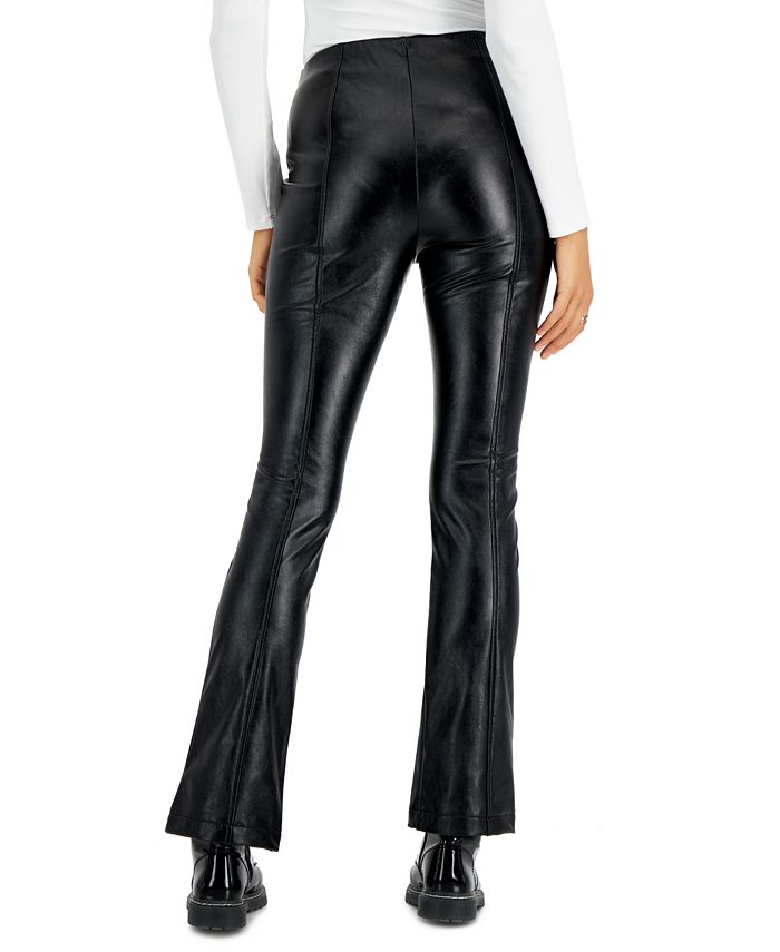 Tinseltown Juniors' High-Rise Faux-Leather Pants With Slits & Reviews ...
