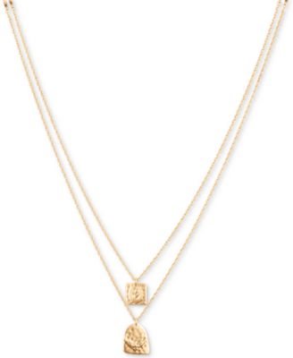 Lucky Brand - Gold-Tone Tag Charm Layered Necklace