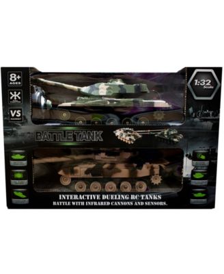 Jupiter Creations 2 Full Function Remote Control Battling Tanks with Infrared Sensors, Light and Sound Effects, Controllable Turret and Built in Battle Game, 5 Pieces
