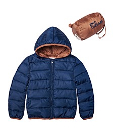 Toddler Boys Packable Jacket with Bag, 2 Piece Set
